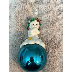 Dreamworks 1998 Cast A Playtime Angel Cherub Christmas Ornament Blue Ball Wreath